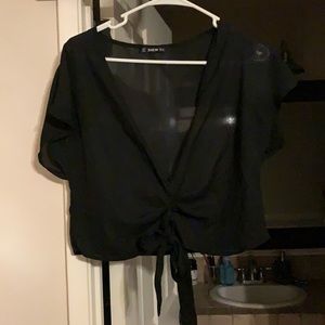 Black low cut tied top